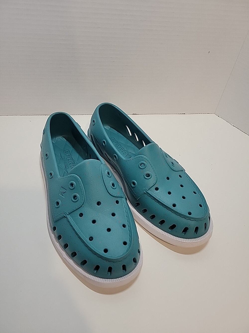 Sperry Top Sider Women's Aqua Blue Float Boat Slip-On Foam Shoes Sz 7-Beach EUC